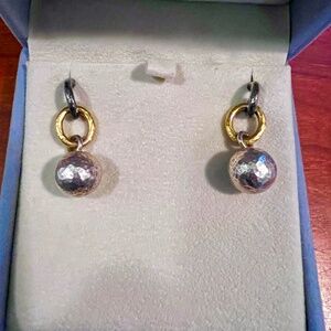 Gurhan Silver, Oxidized Silver, & 24K Gold Earrings